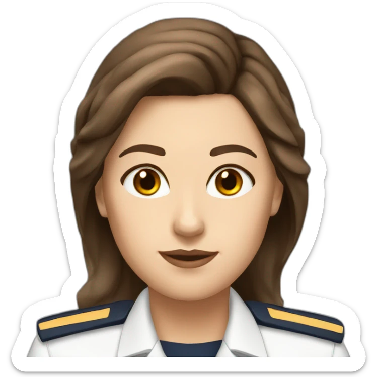 White female airline pilot with brown hair and brown eyes sticker