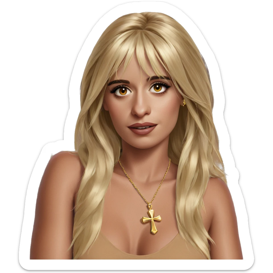 blonde girl with cross jewelry sticker