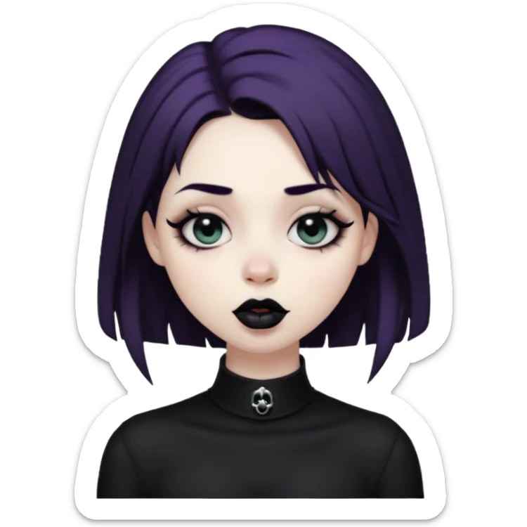 Goth girl with her eyes rolled up and towards her nose and her tongue sticking out doing uwu face sticker