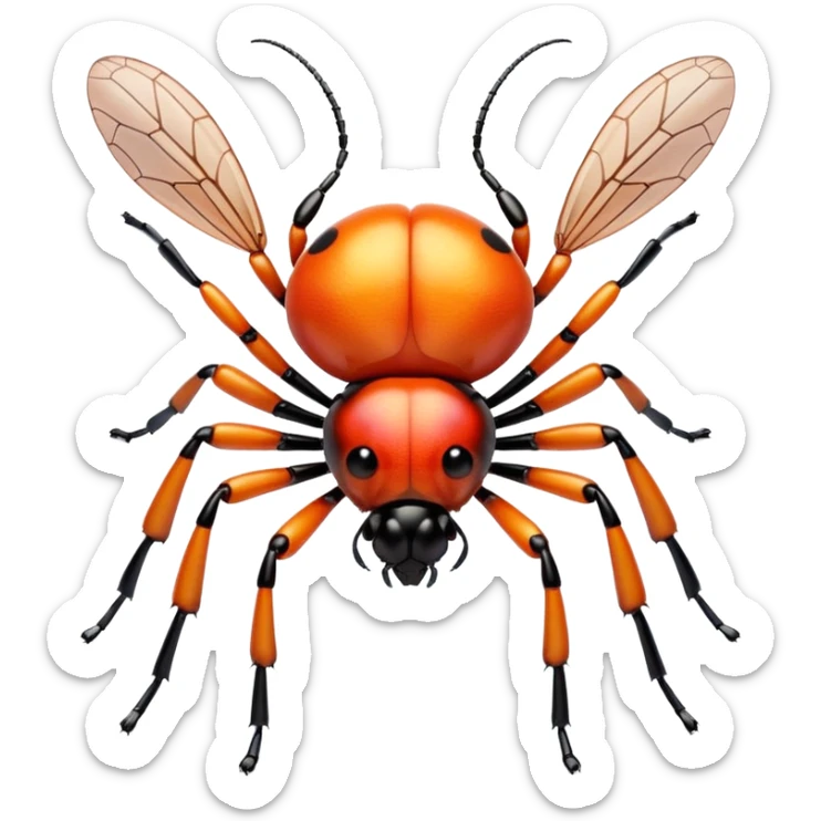 3D iPhone style emoji of a cute bug, colorful and detailed, six legs, shiny exoskeleton, isolated on white background, soft shadows, high detail, playful and cute. sticker