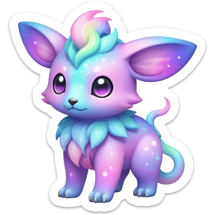 Cute cool colorful pastel nebula fantasy animal hybrid Fakemon full body  sticker