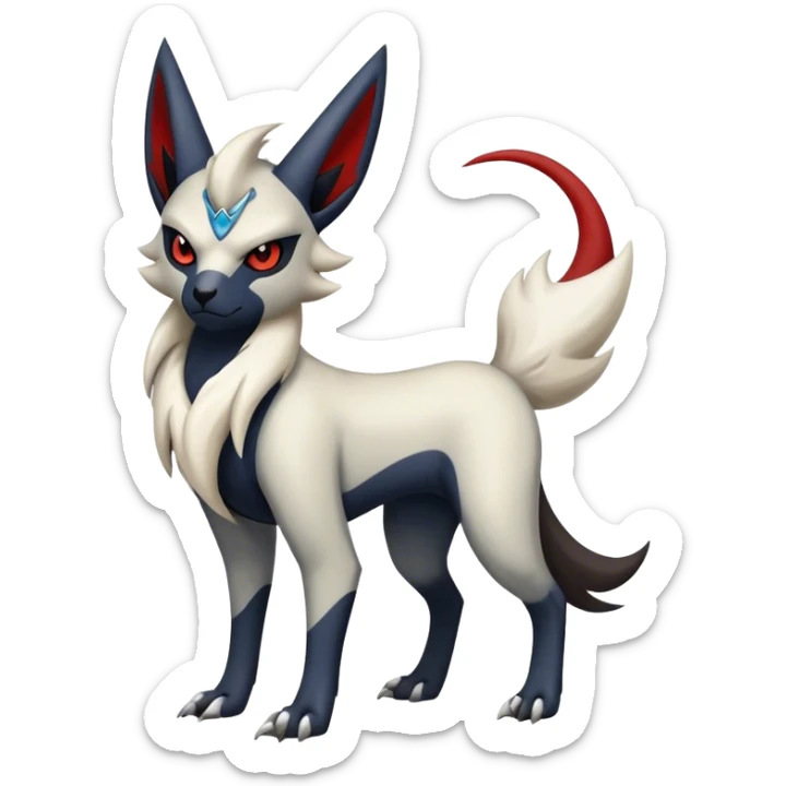Edgy cool Absol-Zorua-Zangoose-Houndour-Poochyena-creature-hybrid full body  sticker