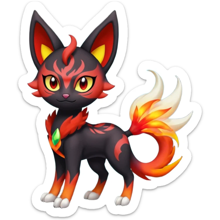 Colorful Meloetta-Litten-Darkrai-Pokémon-Fakémon-fusion-hybrid-creature sticker