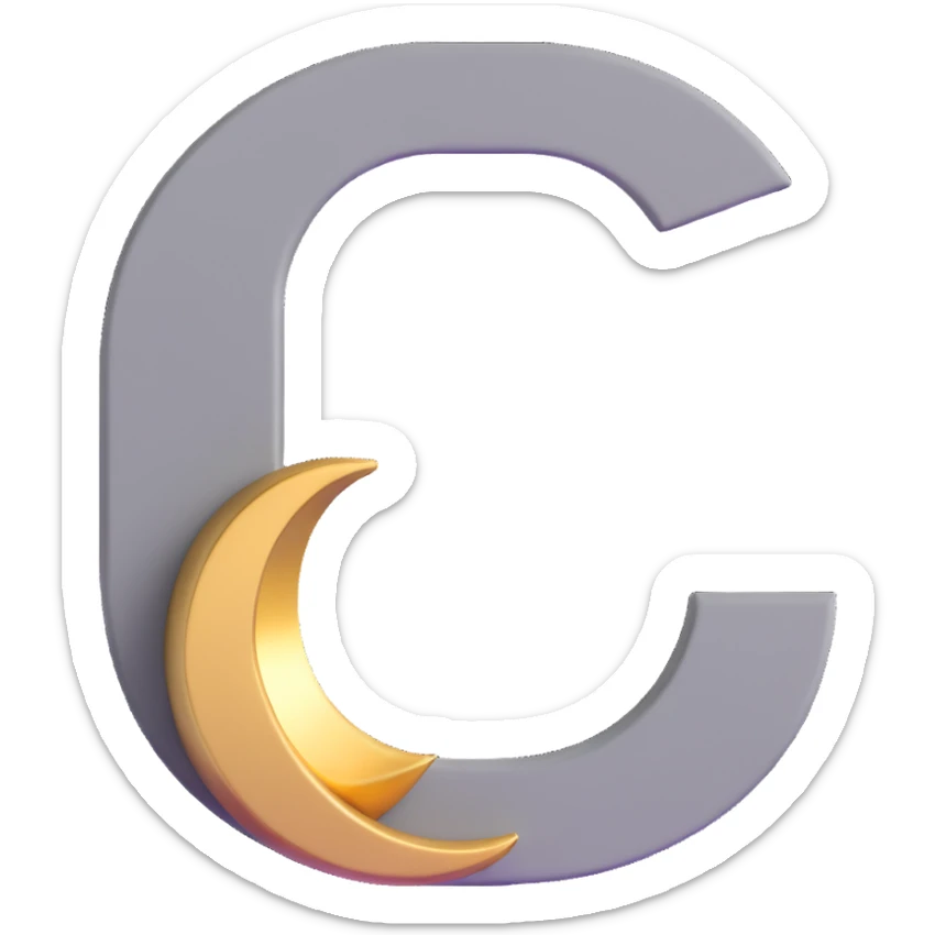 Gray letter C with an angelic golden halo above it, representing Grace/Gracie/graycee sticker
