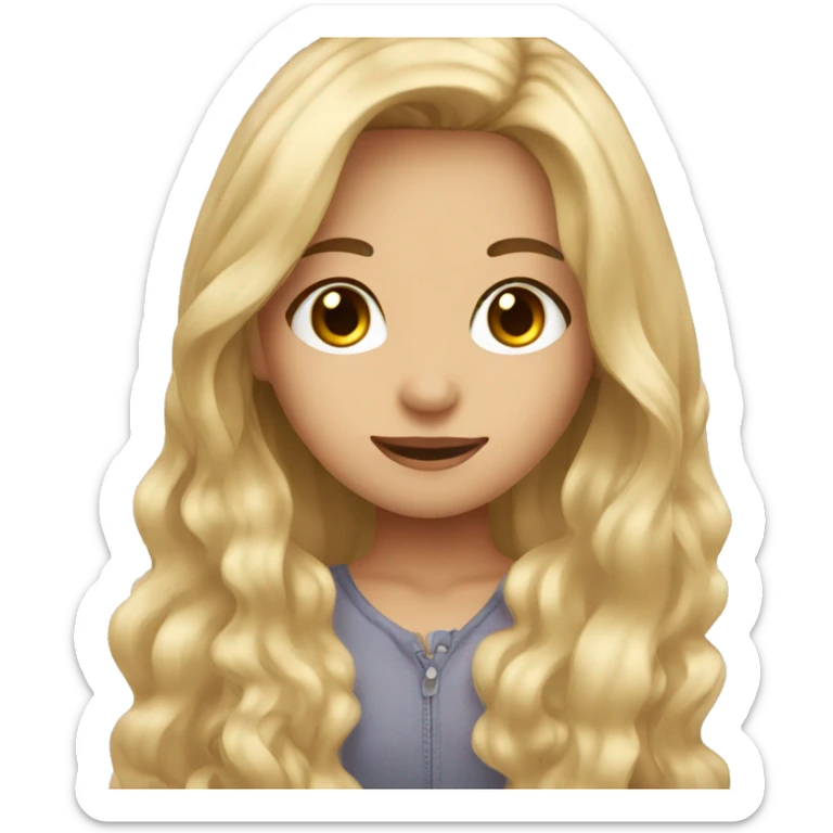 Cute girl with long blonde hair and brown eyes sticker