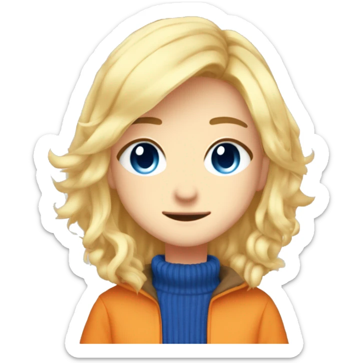 Anime Junge mit Blauen Augen, Blonden Haaren und einem Orangen Kauputzenpullover in einem Panzer sticker