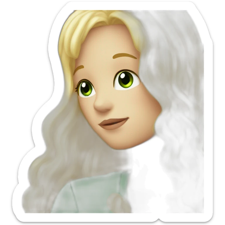 Blonde boy kiss a girl with long brown hair green eye sticker