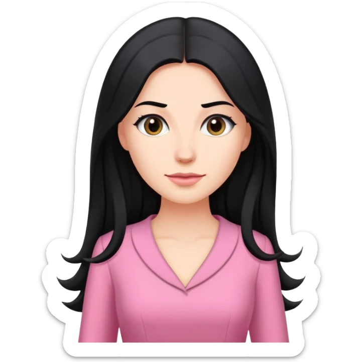 Business dress pink woman caucasian long black hair girl sticker