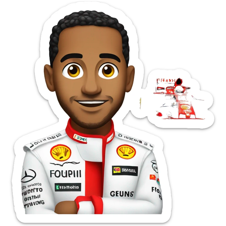Lewis Hamilton in front of his Ferrari F1 car  sticker