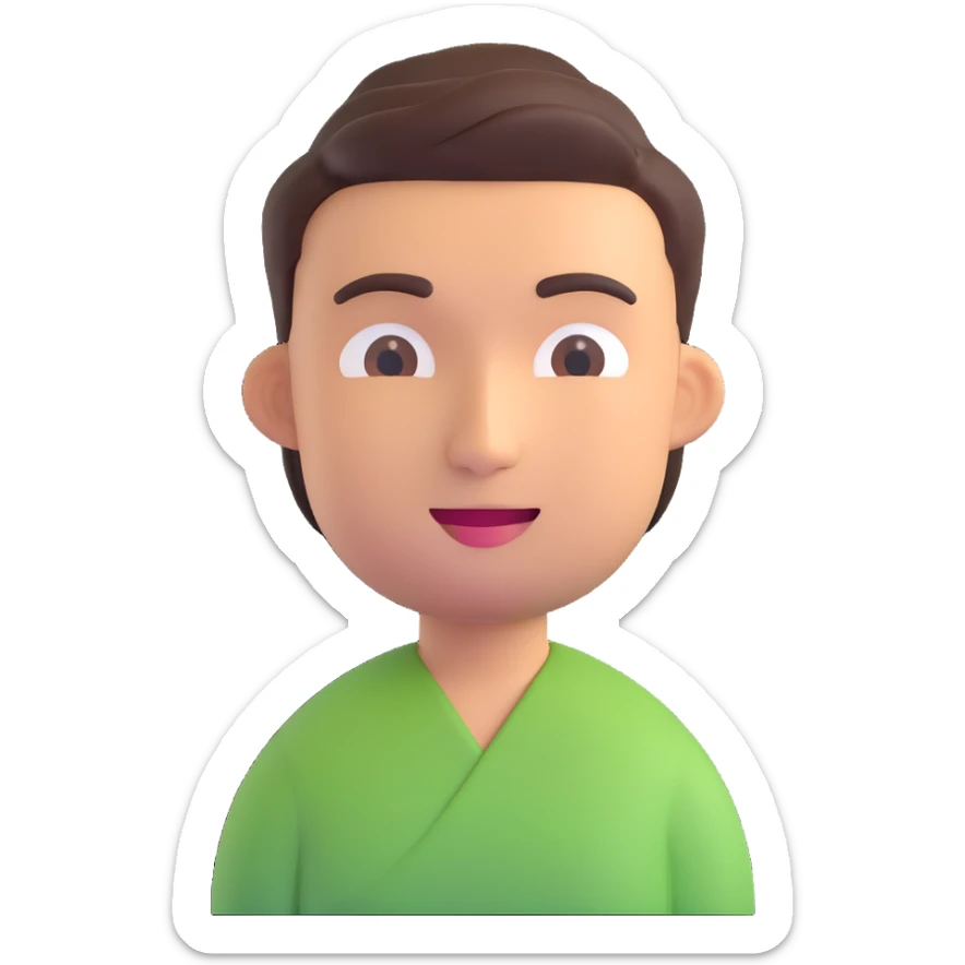 3D emoji of a modern Thai man, just the face, casual hairstyle, friendly expression sticker