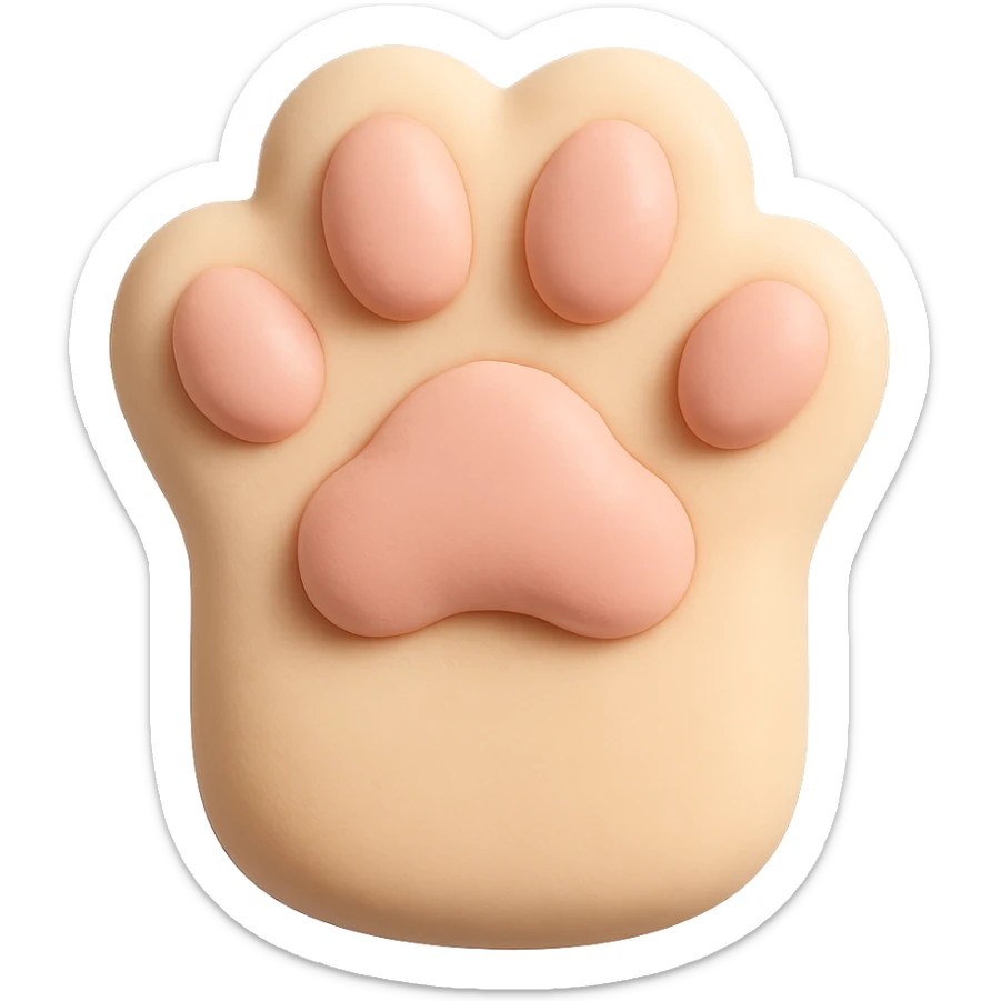 cat paw, smooth and pastel, edible look sticker