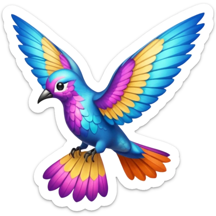 La la mañana se alegra entre flores y praderas ve avanzar mariposa bella y majestuosa entre colibrís sticker