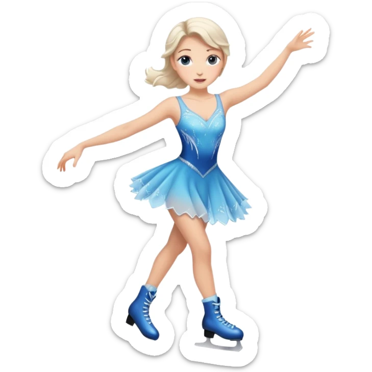 buz pıstının ustunde kayan,yarısma ıcın elbıse gıymıs ve artıstık hareketler yapan kadın emojısı  sticker