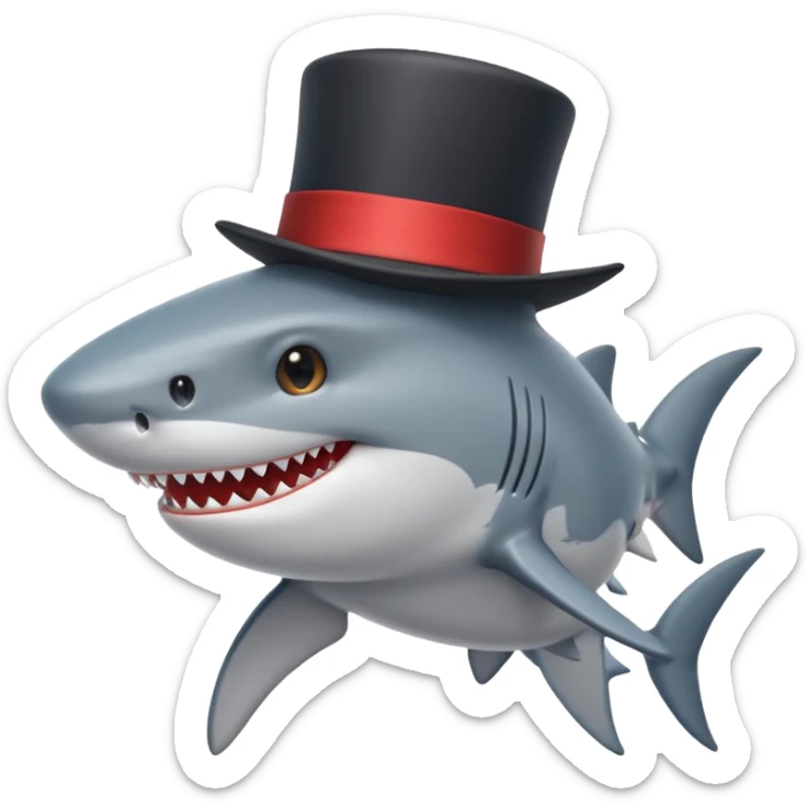 Shark with a top hat sticker