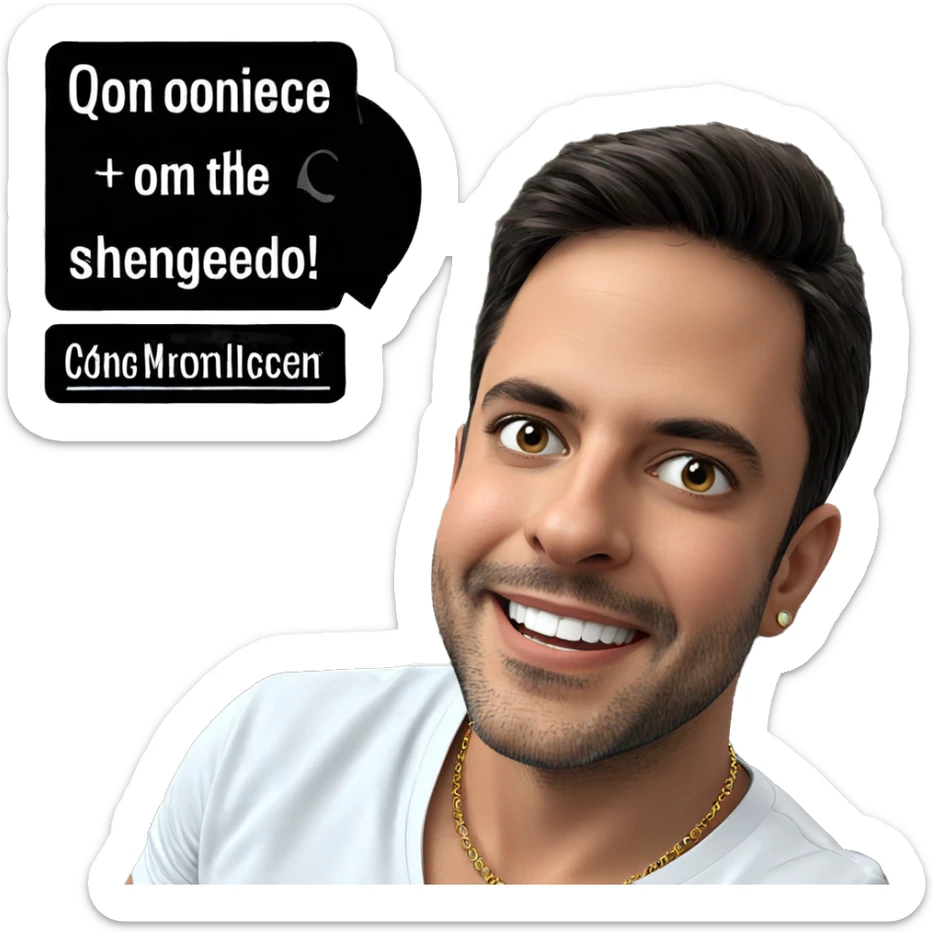 smiling boy indoors with jewelry sticker