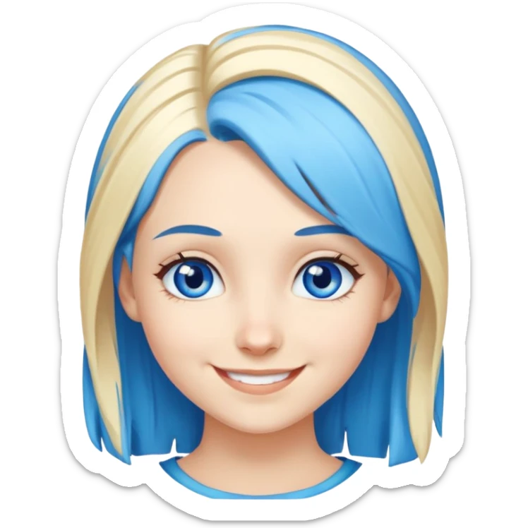 Blonde girl with blue eyes friends with blue hair girl  sticker