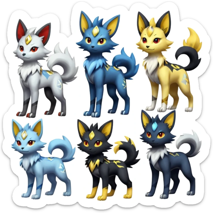 Solgaleo-Luxray-Torracat-Umbreon-Silvally-fusion (full body) sticker