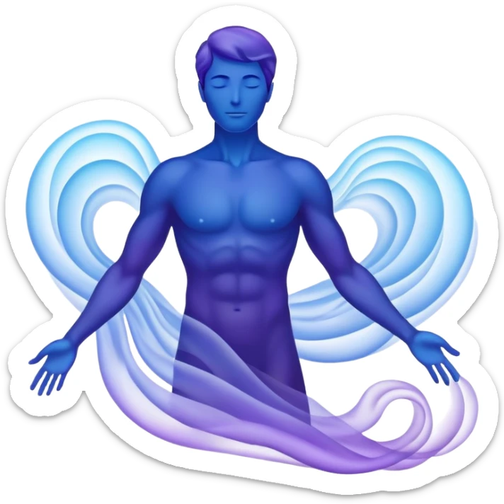 Male silhouette composed of ethereal flowing energy waves, abstract style aura forming the shape of a man, no facial features sticker