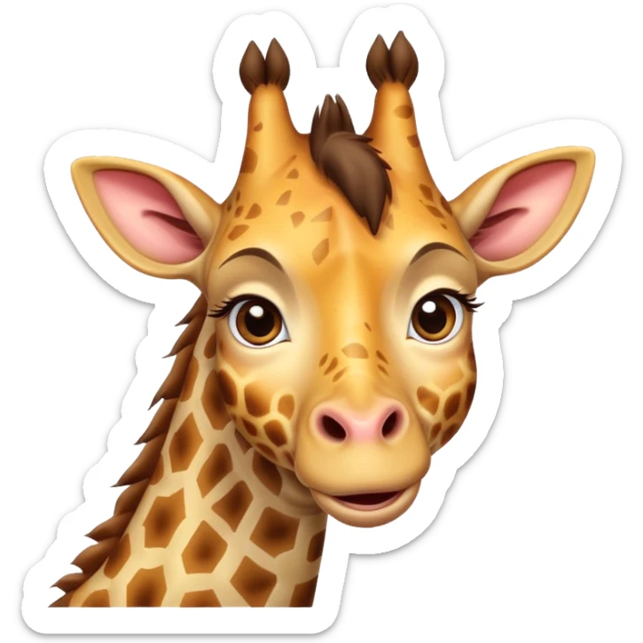 A timid giraffe peeking slightly from the side of the emoji frame, with one hoof shyly waving. Big, nervous eyes, a small smile, and exaggerated blush marks. Cute and awkward—great for lurkers saying 'hi' sticker