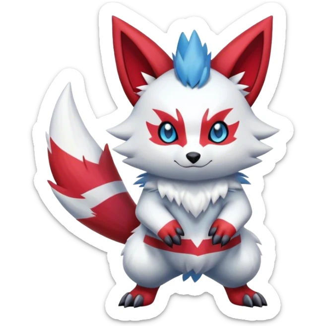 Epic Shiny Cool Cute Kawaii Zangoose-Zorua-Pokemon-fakemon-hybrid-animal Full Body  sticker