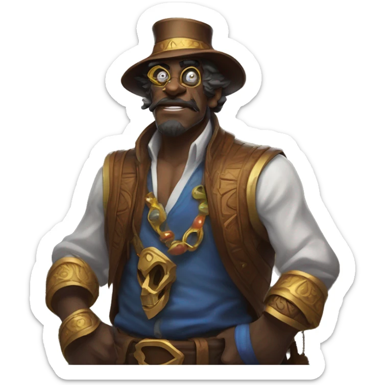 Warcraft gem collector in Uncle Scrooge style, oil paint, mysterious eyes, intricate lips, masterpiece pose, odd perspective, beautiful, desirable, logical sticker