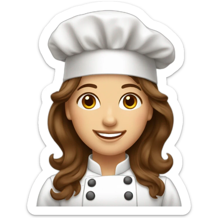 happy spanish woman chef long wavy brown hair hazel eyes sticker