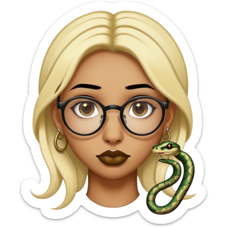 black hair blonde highlights glasses and double nose piercing septum and snake bite piercings sticker
