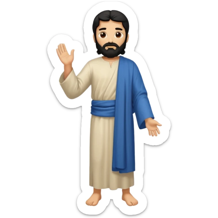fullbody, head-to-toe, Jesus's apostle Thomas, black hair and black beard, normal emoji style, arms down sticker