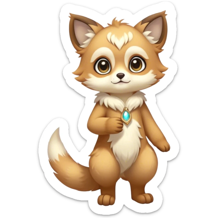 Full body Kawaii bright fantasy ethereal anthro fursona animal sticker