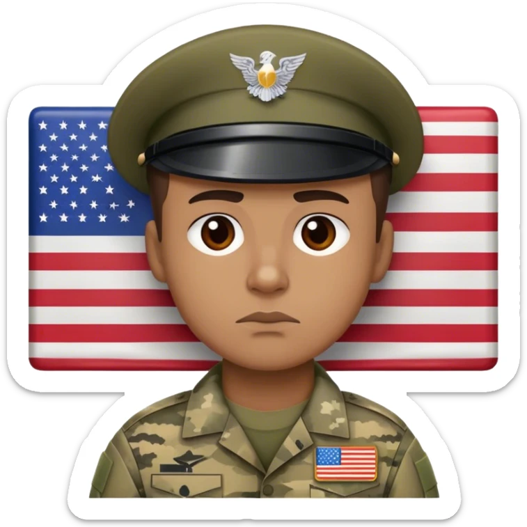 A photorealistic serious soldier with the american flag on his clothes sticker