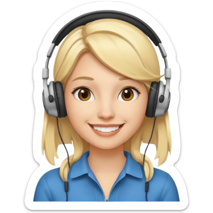 blonde woman wearing headphones sticker