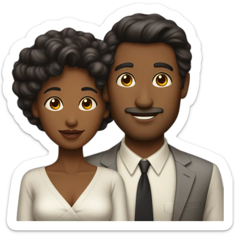 man in late 50ties in love with younger black woman sticker
