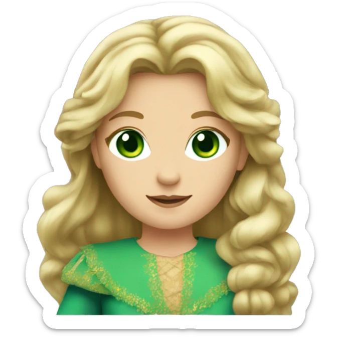 Dark blonde hair green eyes princess costume girl sticker