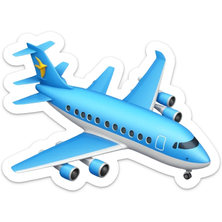 Créame un emoji que sea el contorno de un triángulo y adentro un avión azul  sticker