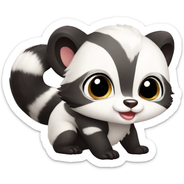 Cute baby skunk-panda-raccoon-ferret-cat-hybrid full body sticker
