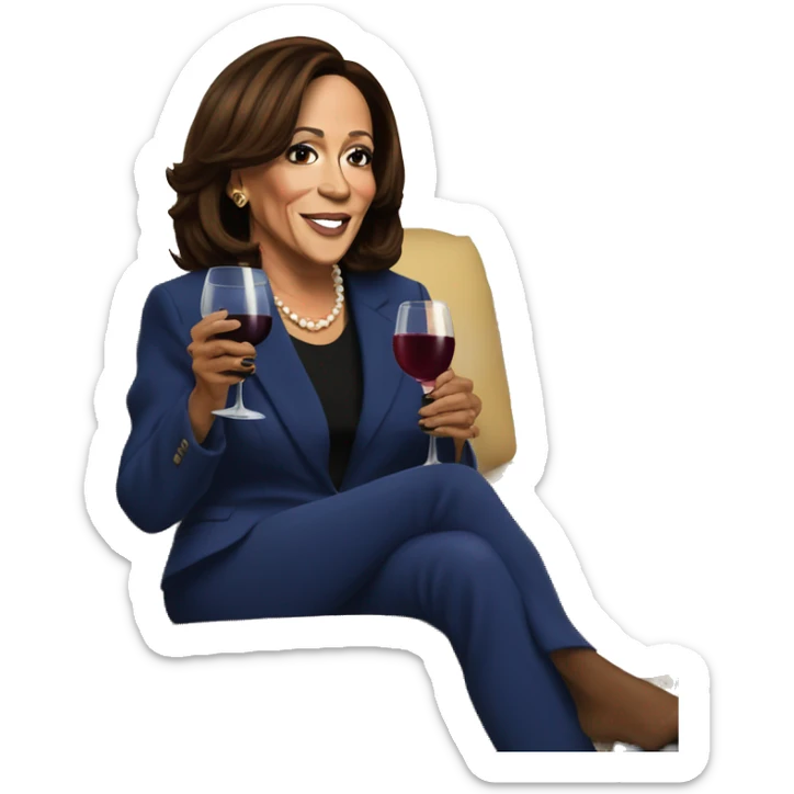 Kamala Harris drinking wine while watching reality tv sticker