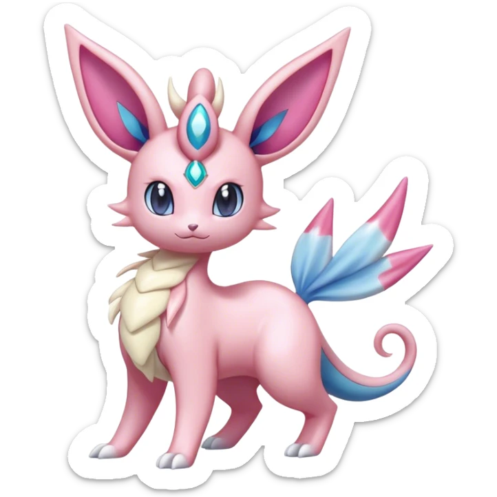 Shiny Cute Milotic-Sylveon-Espeon-Vaporeon-Dragonair-Pokémon-hybrid-fusion full body sticker