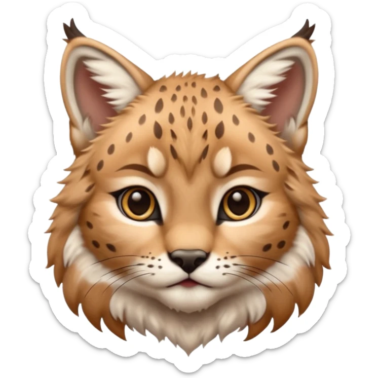A high-resolution photo-realistic digital illustration of a baby lynx, chest upward A high-resolution, photo-realistic digital illustration of a majestic young Eurasian lynx, shown from the shoulder upwards with lynx markings sticker