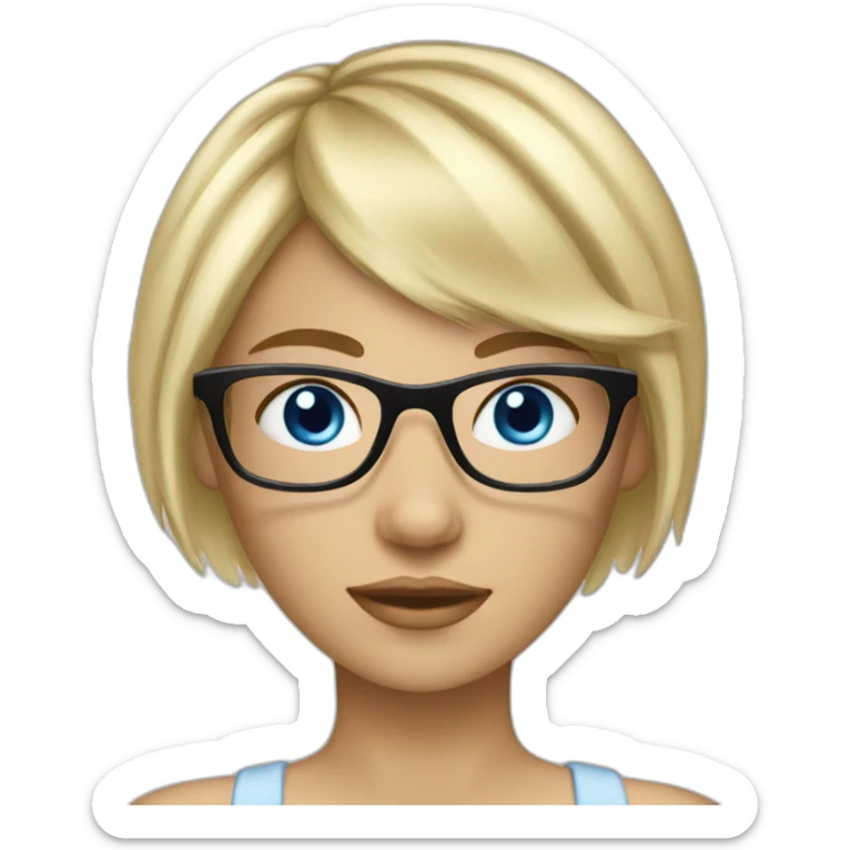 blond-girl-with-glasses-and-blue-eyes-and-short-hair-with-curtain-fringe sticker