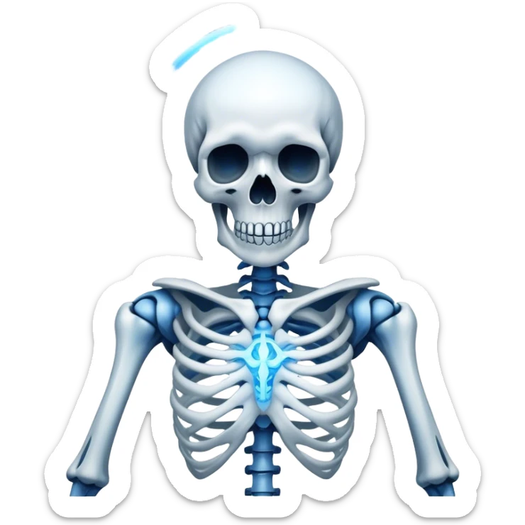 This emoji “💀” with the blue halo of this emoji “😇” above it  sticker