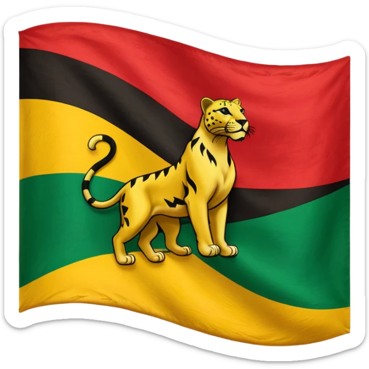 Soulaani black green yellow and red heritage flag with African panther crest in the middle  sticker