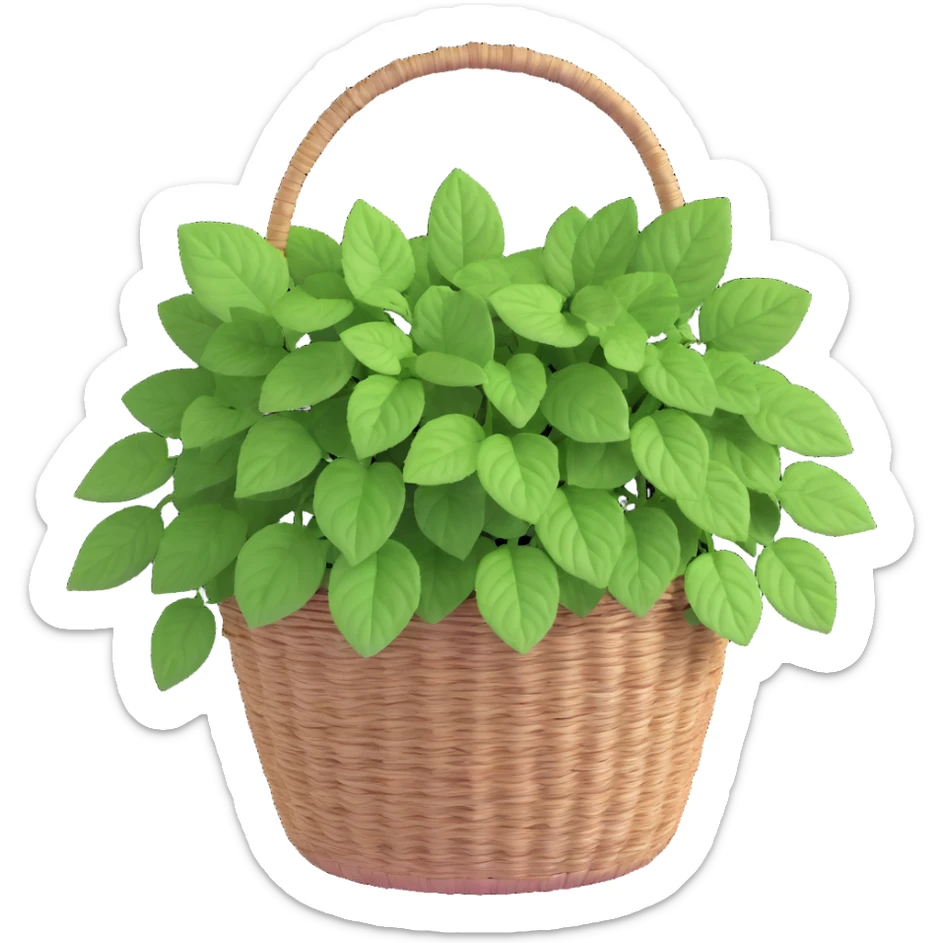 Plectranthus Verticillatus Swedish Ivy with trailing stems and round leaves in a coconut fiber basket sticker