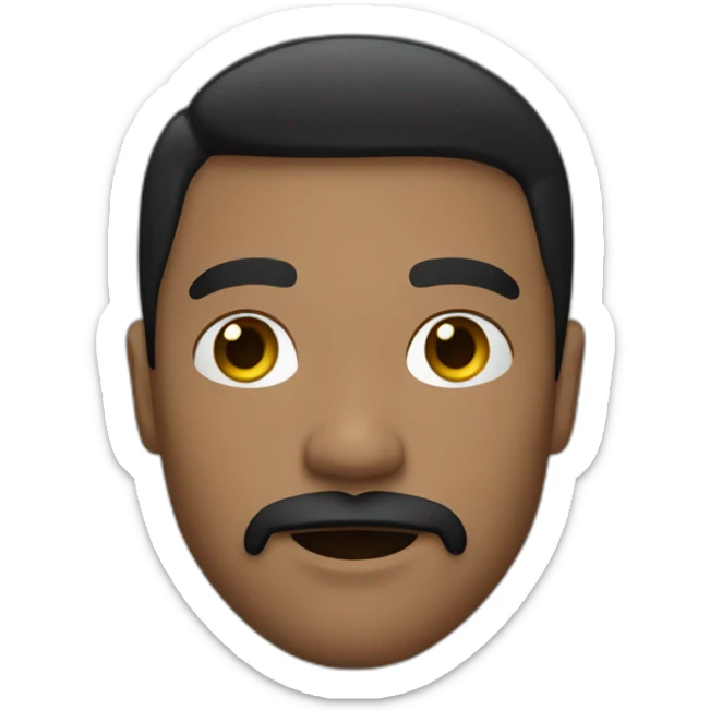A young adult with dark skin, a moustache, a black goatee and partly black and partly blond hair. sticker