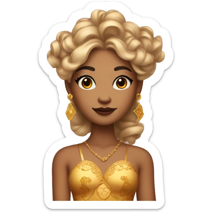 Create the zodiac sign leo as a girl with elaborate makeup and dress that matches the zodiac sign  sticker