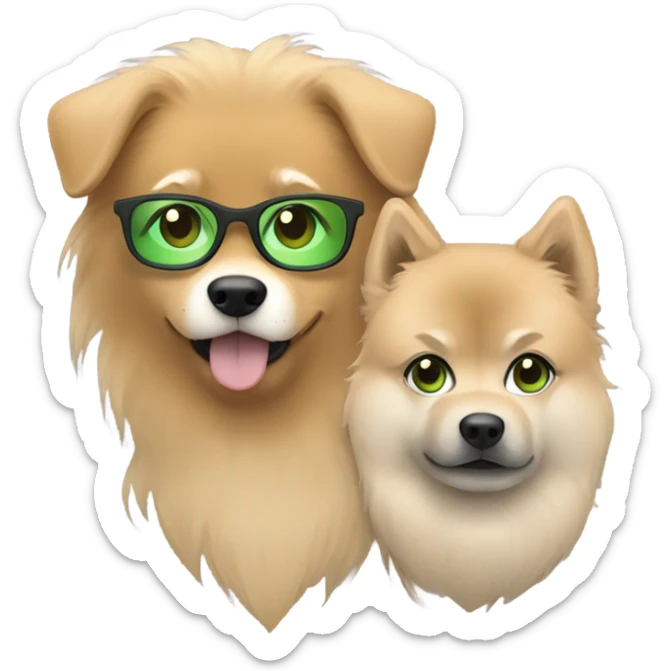 Brown light hair woman aux Green eyes with glasses Green eyes and Light sand  eurasier dog  sticker