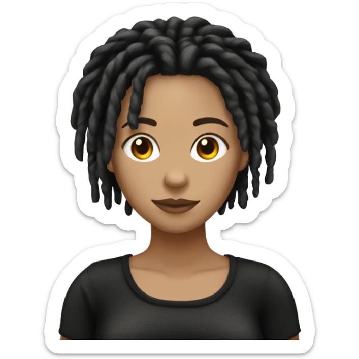 Tan girl with black locs dark white dress full body sticker