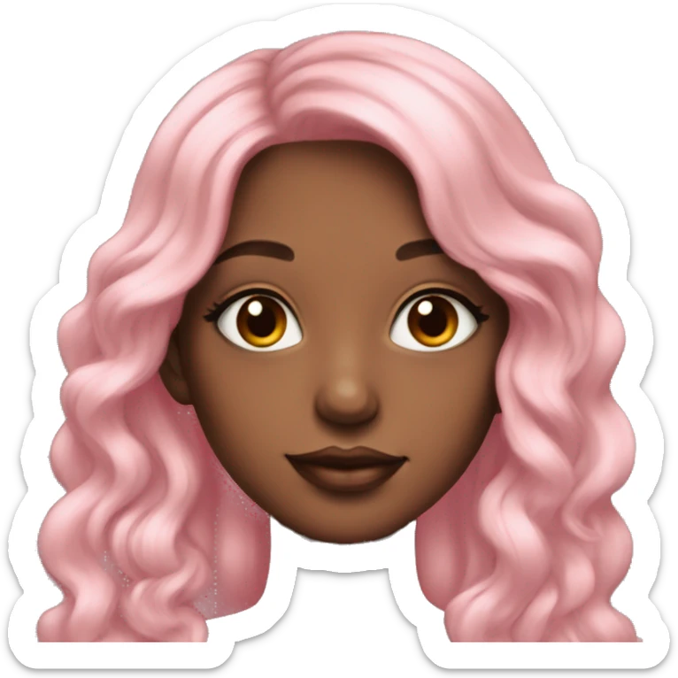 Very beautiful girl artist with very long with soft pink hair with a palette acrylic and tea sticker