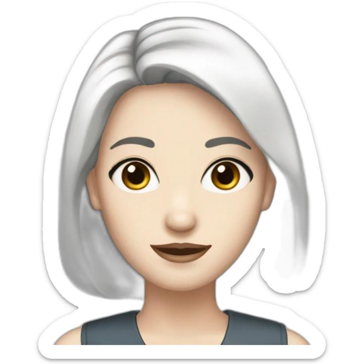40 years Woman, white pale skin, dark straight hair, big black eyes sticker