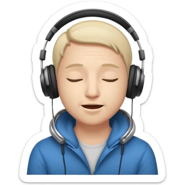 someone listing to music using headphones and closed his eyes and he is full of enjoyment sticker