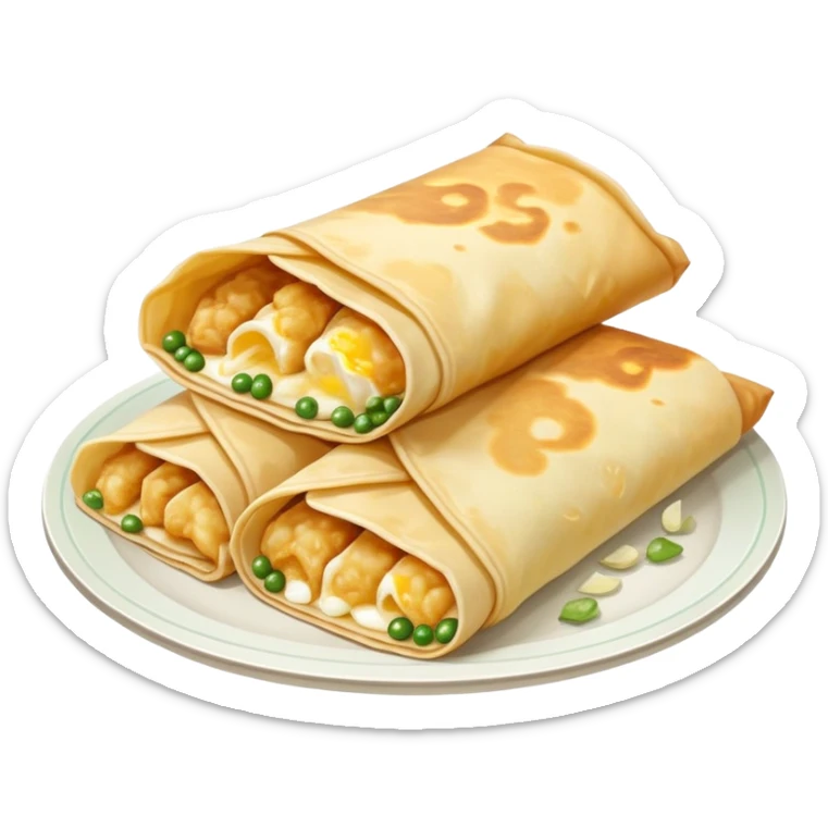 Chinese jianbing crepe street food with soft muted colors sticker